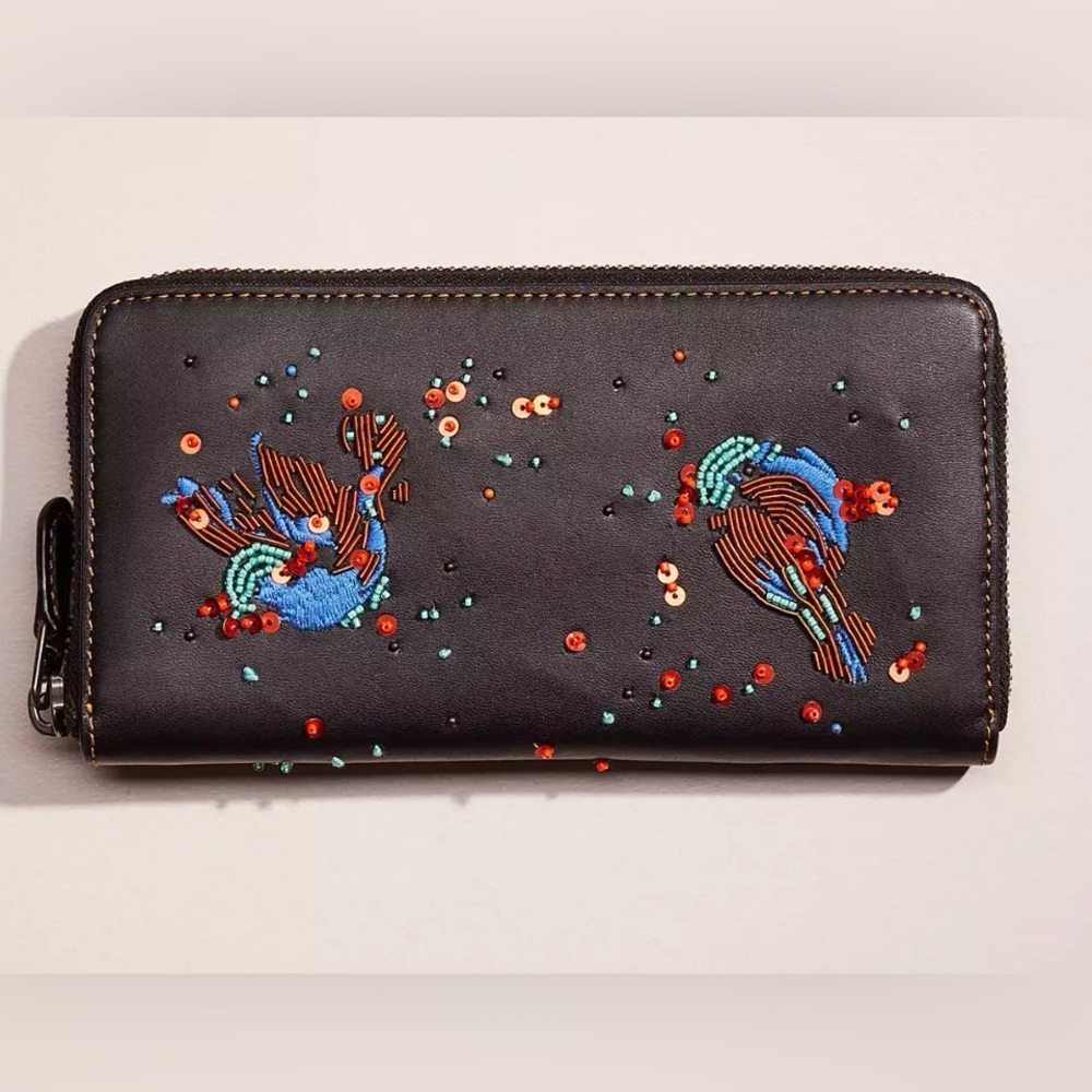 Coach Meadowlark Songbird Long Zip Wallet